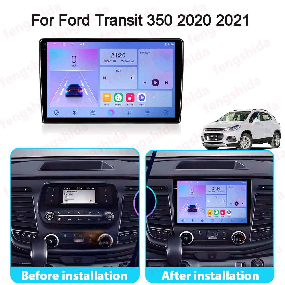 Car Radio Multimedia Video Player For Ford Transit 350 2020 2021 Android Auto GPS Navigation Stereo Player 4G Head Unit No 2din