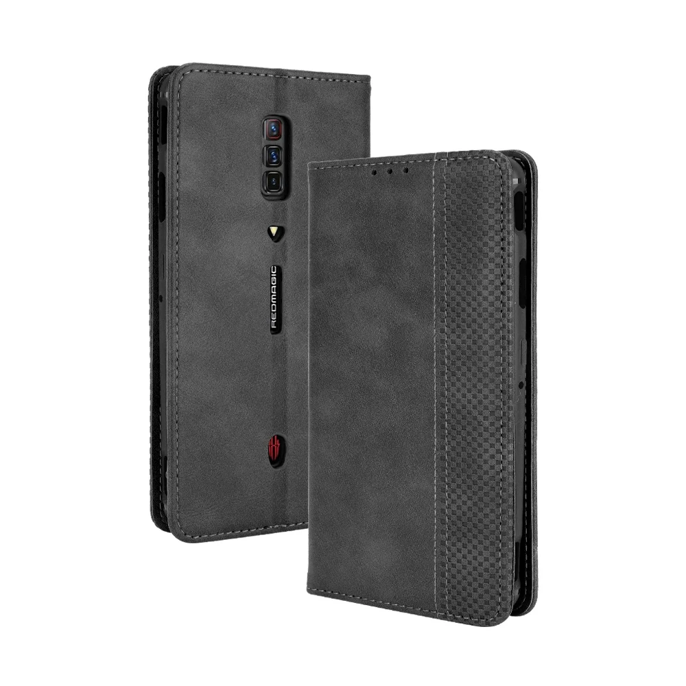 Flip Retro Style Leather Magnetic Closure Phone Cover For ZTE nubia Red Magic 6 6.8 inch Card Slot Wallet Shockproof Case