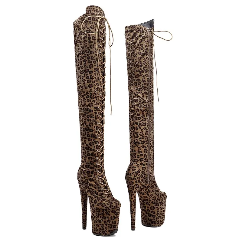 New Fashion Women 20CM/8inches Suede Upper Plating Platform Sexy High Heels Thigh High Boots Pole Dance Shoes 310