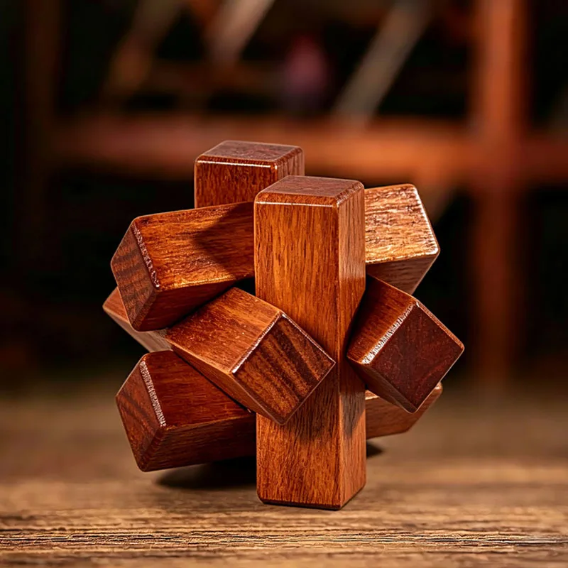 Wooden Knot Puzzle IQ Logic Training Unlock Interlock Brain Teaser Toys Educational Fun Challenge Gifts For Kids & Adults