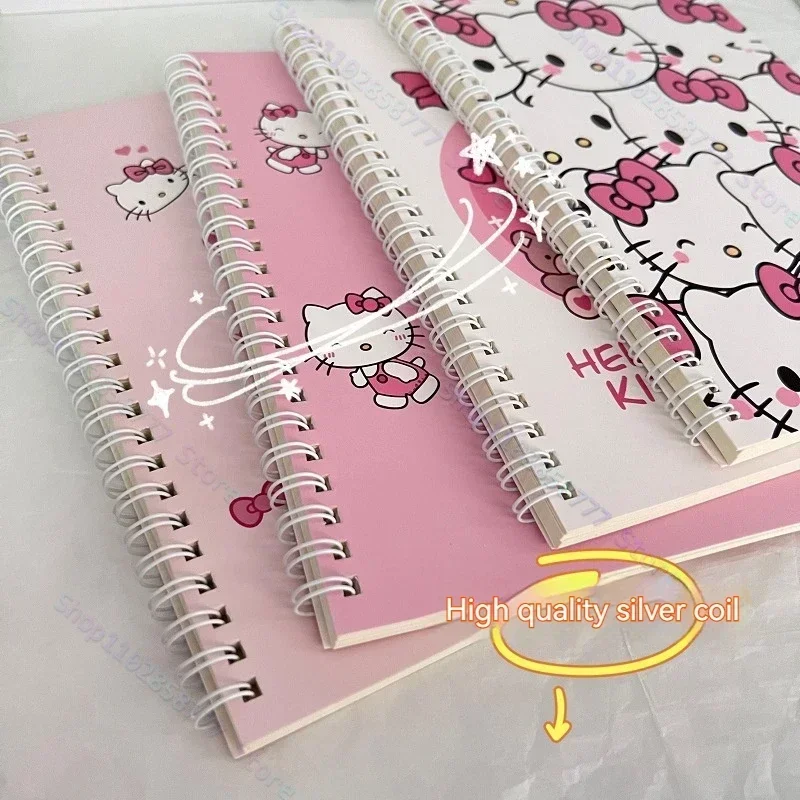 A Set Of 4 Books Sanrio Hello Kitty Cartoon Notebook A5 Coil Notebook Student Notebook Cartoon Cute Notebook School Writing Tool