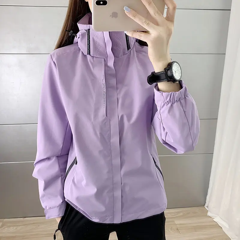 Autumn new single-layer jacket for women thin outdoor windproof and rainproof jacket mountaineering clothing outdoor leisure clo