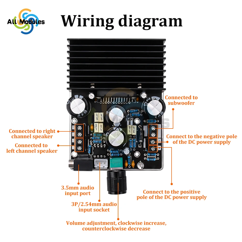 TDA7850 high-Power Digital Amplifier Board  AB Class Car Mounted Amplifier Module 2.1 Channel 80Wx2+120W Bass Sound