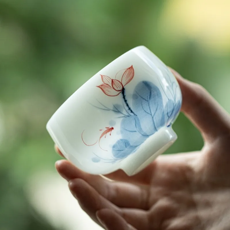 120 ml handbemalte Keramik-Teetasse, chinesisches Gongfu-Teeset, Master Cup, Zen-Meditation, Porzellanbecher