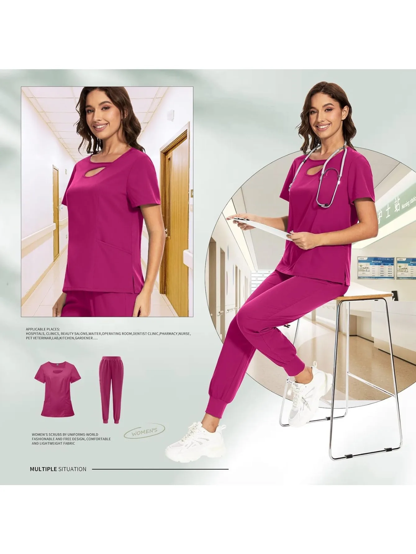 Женский комплект из двух предметов Swift Sleek — идеальная спецодежда для врачей, медсестер и занятий медицинскими профессолами