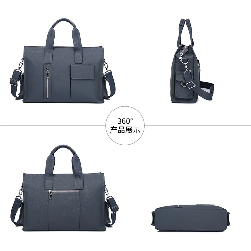 Genuine Messenger Bag Men Leather Handbag Large Capacity Business Commuter Handheld Cowhide Laptop Document Bag Men's Briefcase