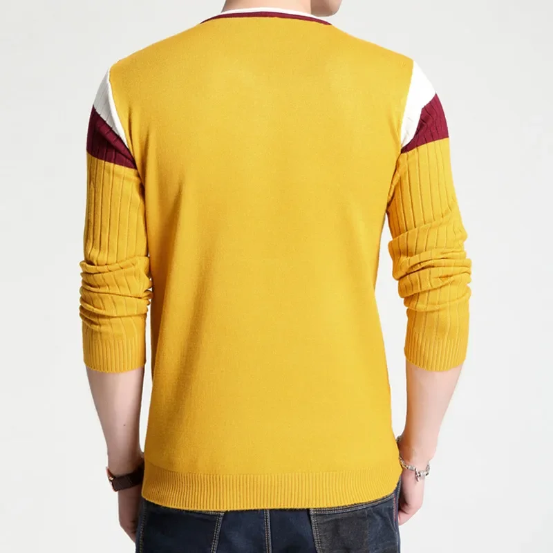 -sweater Autumn Men's Button V-collar Slim Sweaters Men Elastic Knitted Sweaters Knitted Pullover Men Knitted