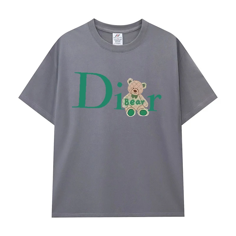 

Trendy Retro Loose Fitting Short Sleeved Printed Teddy Bear T-shirt Versatile Casual Summer Men's and Women's T-shirt