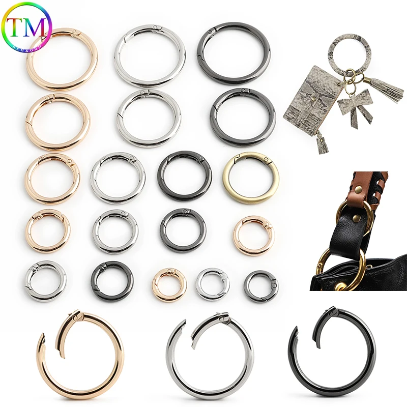 

Металлические кольца-защелки 13-38 мм, разъемные пружинные кольца, карабины для сумок, брелоков, фурнитура для рукоделия