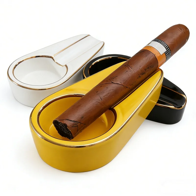 

2026 New Cigar Gadgets Home Cigar Ashtray Portable Ceramic Cigars Ash Tray Tobacco Cigarette Ashtrays Holder