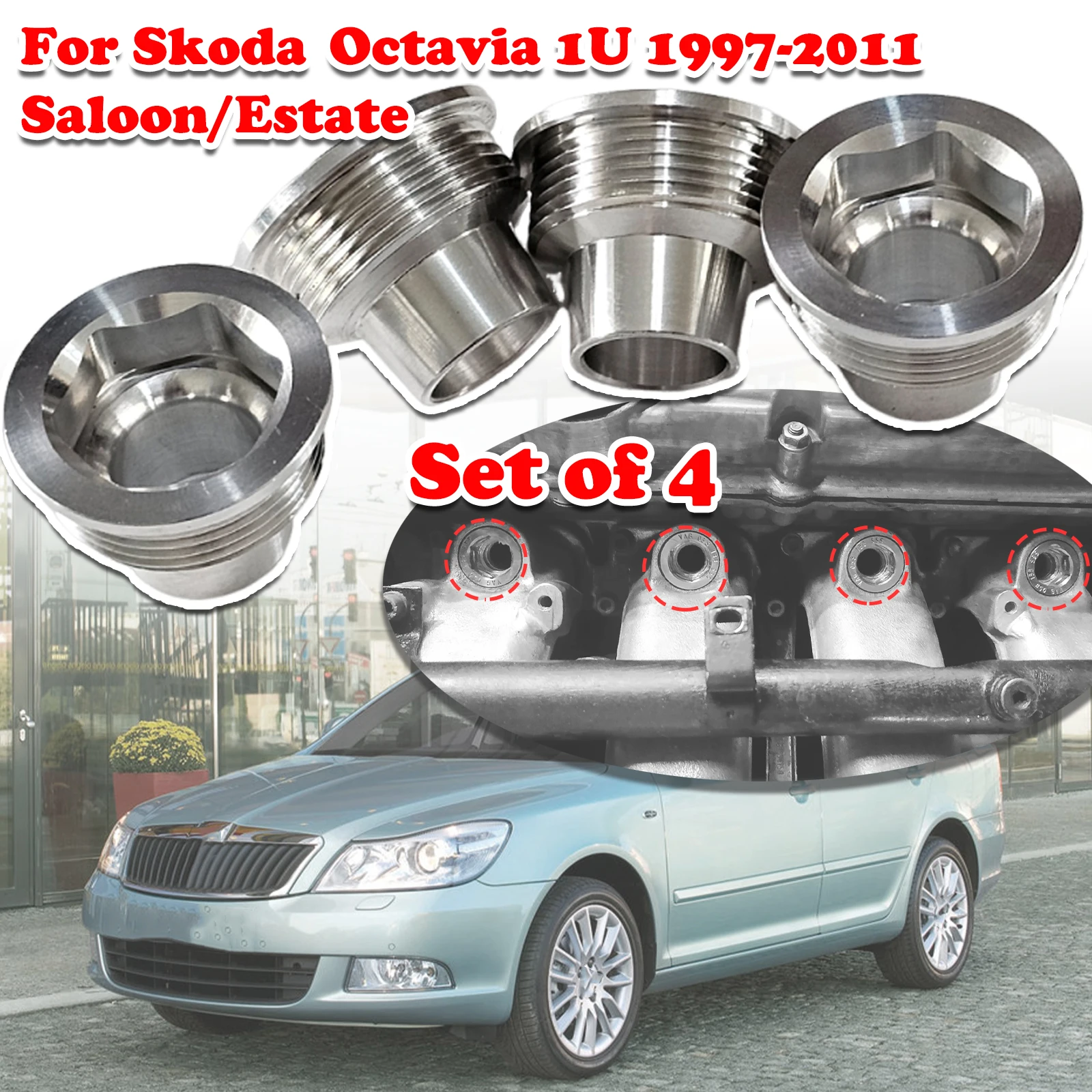 

Set of 4 For Skoda Octavia 1U Upgrade Aluminum Fuel Injector Insert Cup Seat 1997 1998- 2011 Saloon/Estate Car Replacement Parts