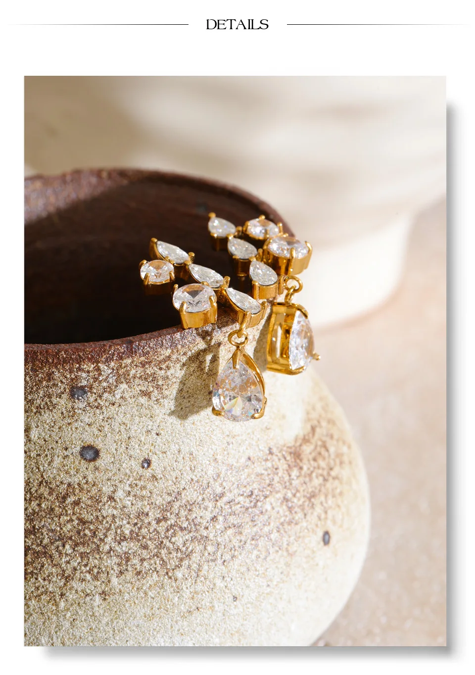 Yhpup 2026 Glänzende Zirkonia Tropfenohrringe 18K Goldfarben PVD-beschichteter Edelstahl Premium Schmuck Geschenk – Detail 11