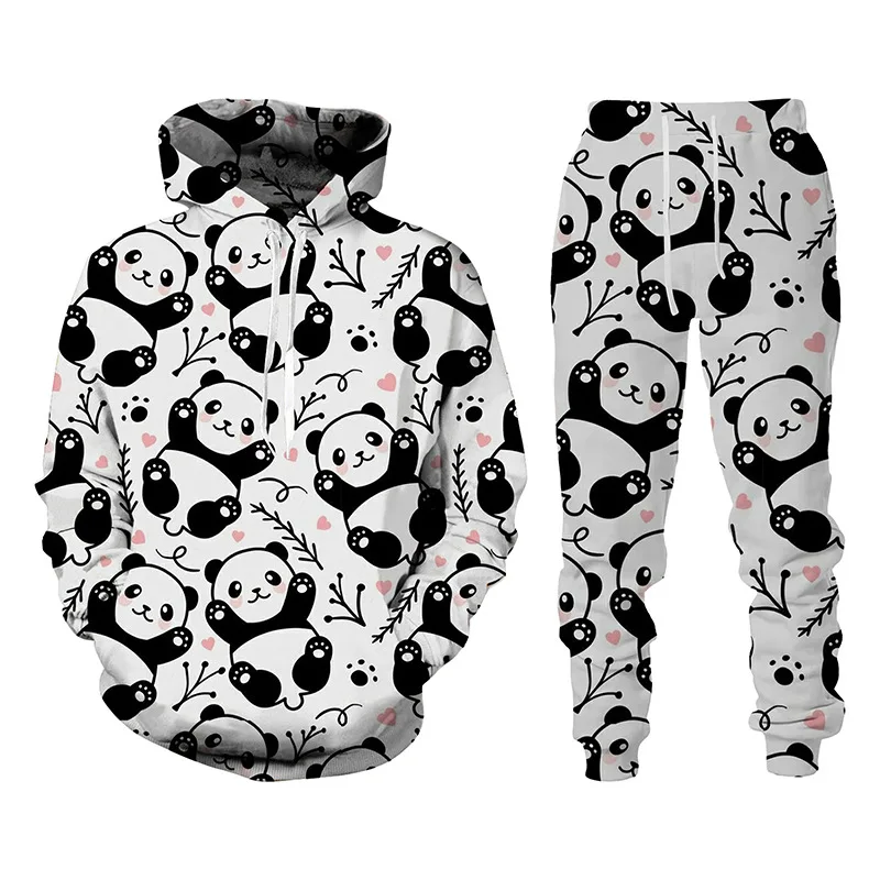 Autumn Animal Cute Panda 3D Printed Hoodie Suit Men Sweatshirts Sweatpants Casual Fashion Two Piece Tracksuit Set Man Clothing