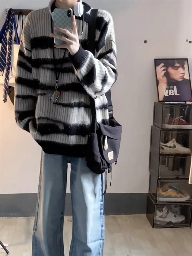 

Мужская толстовка American Sle Heavyweight: повседневный вязаный свитер свободного кроя, осенне-зимняя верхняя одежда, модный брендовый товар премиум-класса