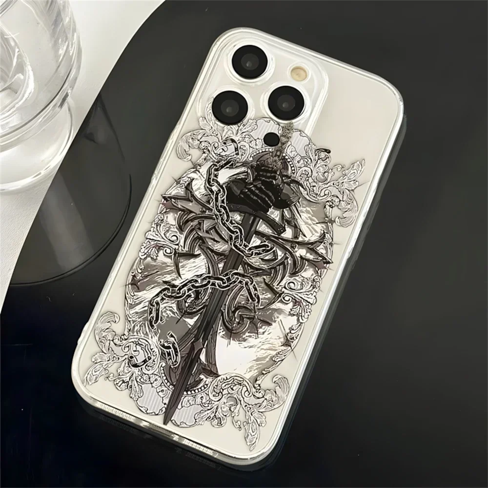 Holy Sword Knight Clear Case for iPhone 16 12 13 mini 11 14 15 Pro Max Xs XR 8 Plus Ultra Thin Anti-Scratch Soft Silicone Cover