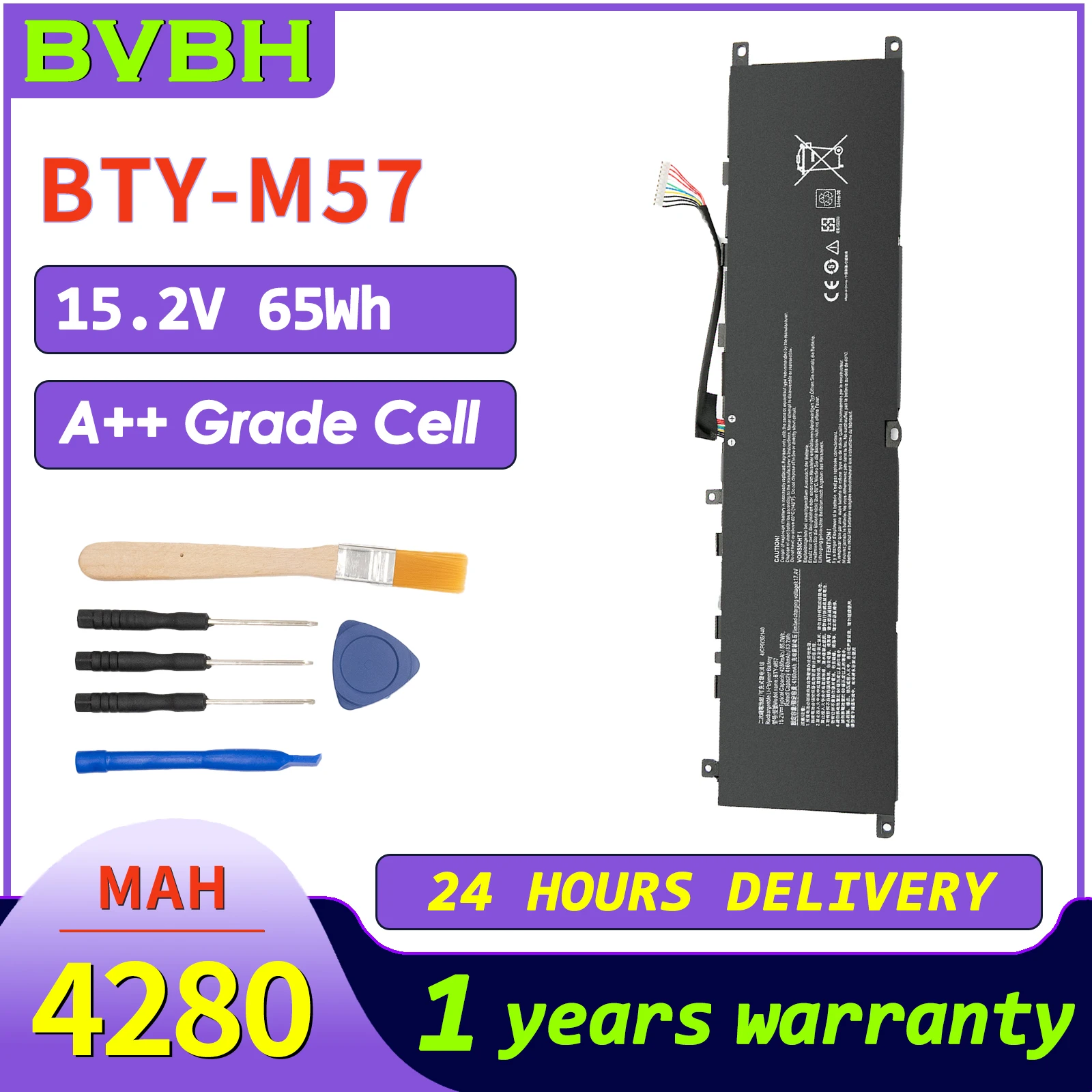 

BVbh BTY-M57 New Laptop Battery BTY-M57 For MSI GP66 GP76 Leopard 10UG,GP76 Leopard 10UG 10UE 10UH 4280mah battery