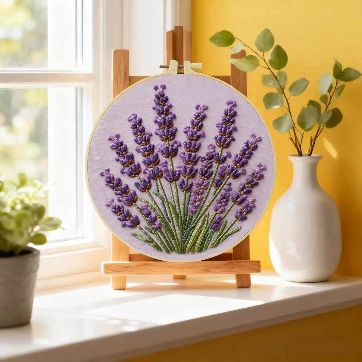 1 Stück 20X20CM/15X15CM 7,87/6,3 Zoll Lavendel-Stickerei-Starter-Kit DIY-Kit DIY-Stickerei-Set Handarbeiten Nähkunst – Detail 1