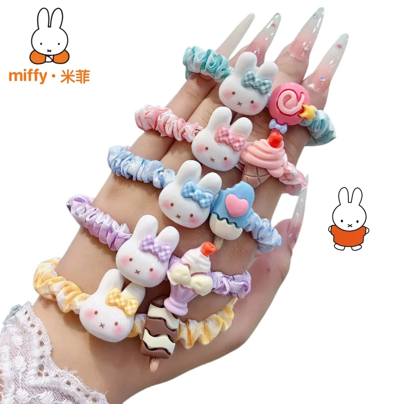 

Miffy Cute Cartoon Hair Band Is Sweet and Fresh Korean Style Plaid Small Intestine Head Rope Kawaii Versatile Friend Gift Toy