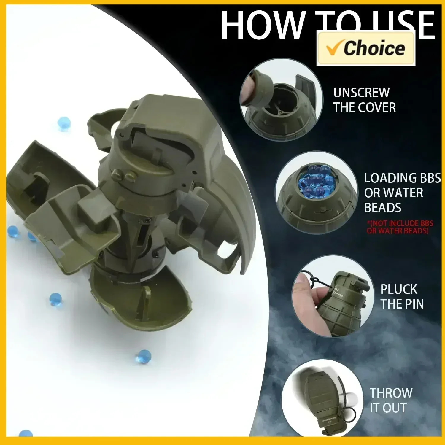 F82-2 ألعاب قنبلة الادسنس التكتيكية قوية تأثير الربيع الألوان اطلاق النار النايلون اليد القنابل اليدوية لعبة لعبة معركة CS