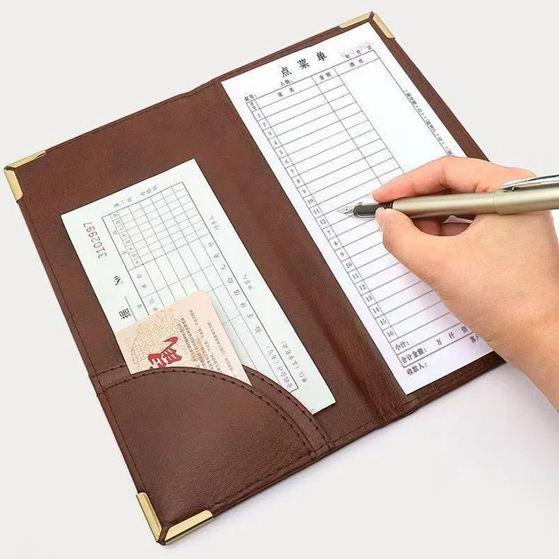 PU leather hotel restaurant guest checkbook server book organizer sleeve menu bill receipt folder holder guest check presenter