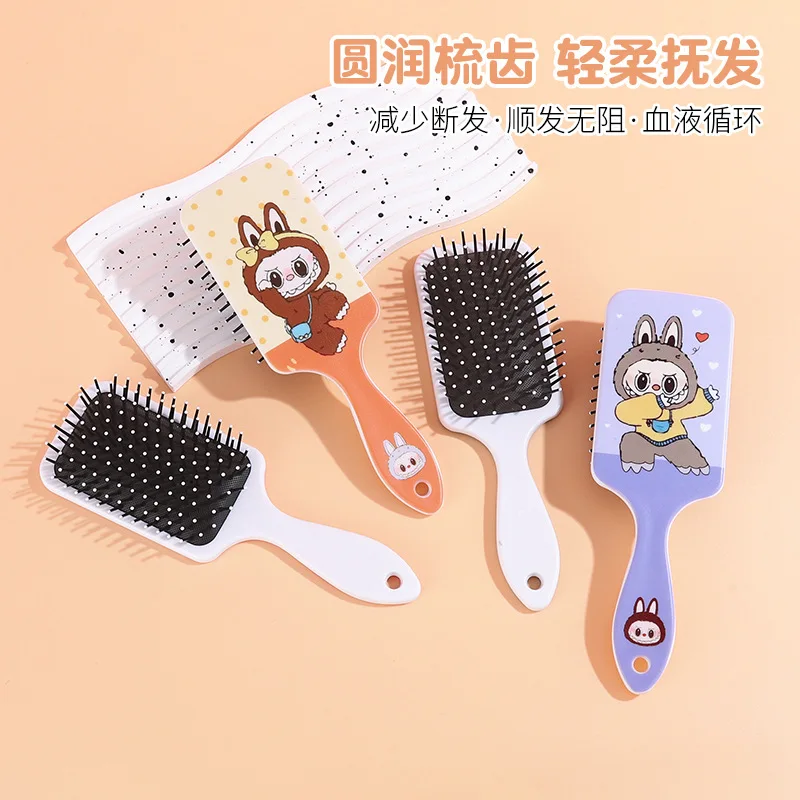 

New Labubu Anime Comb Series Cute Cartoon Peripheral Air Cushion Massage Hairbrush Children Girls Student Comb Gift