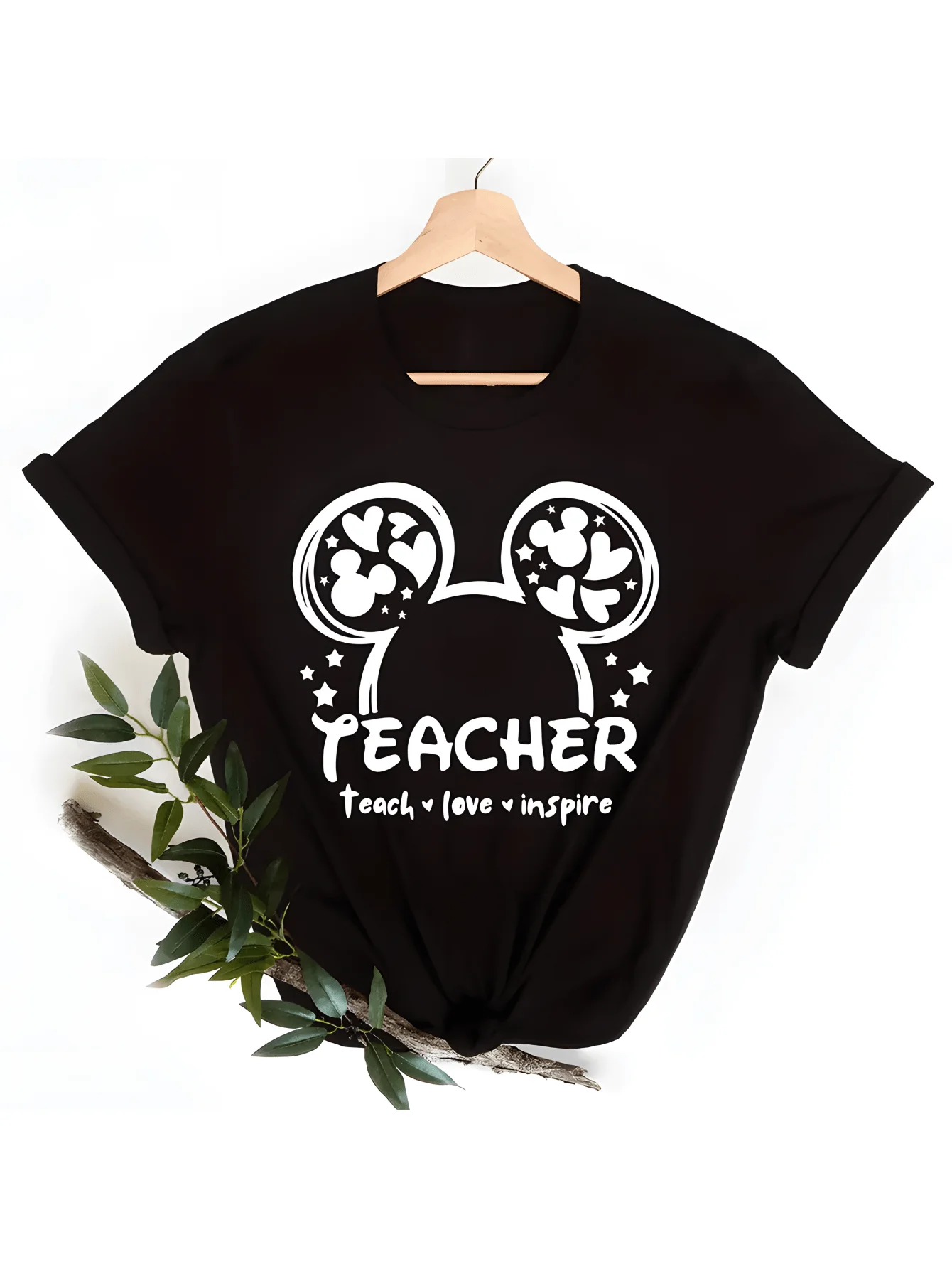 

Disney Teacher Mickey Mouse Men and Women Short Sleeves Loose Casual Family Education T-shirt Fashion