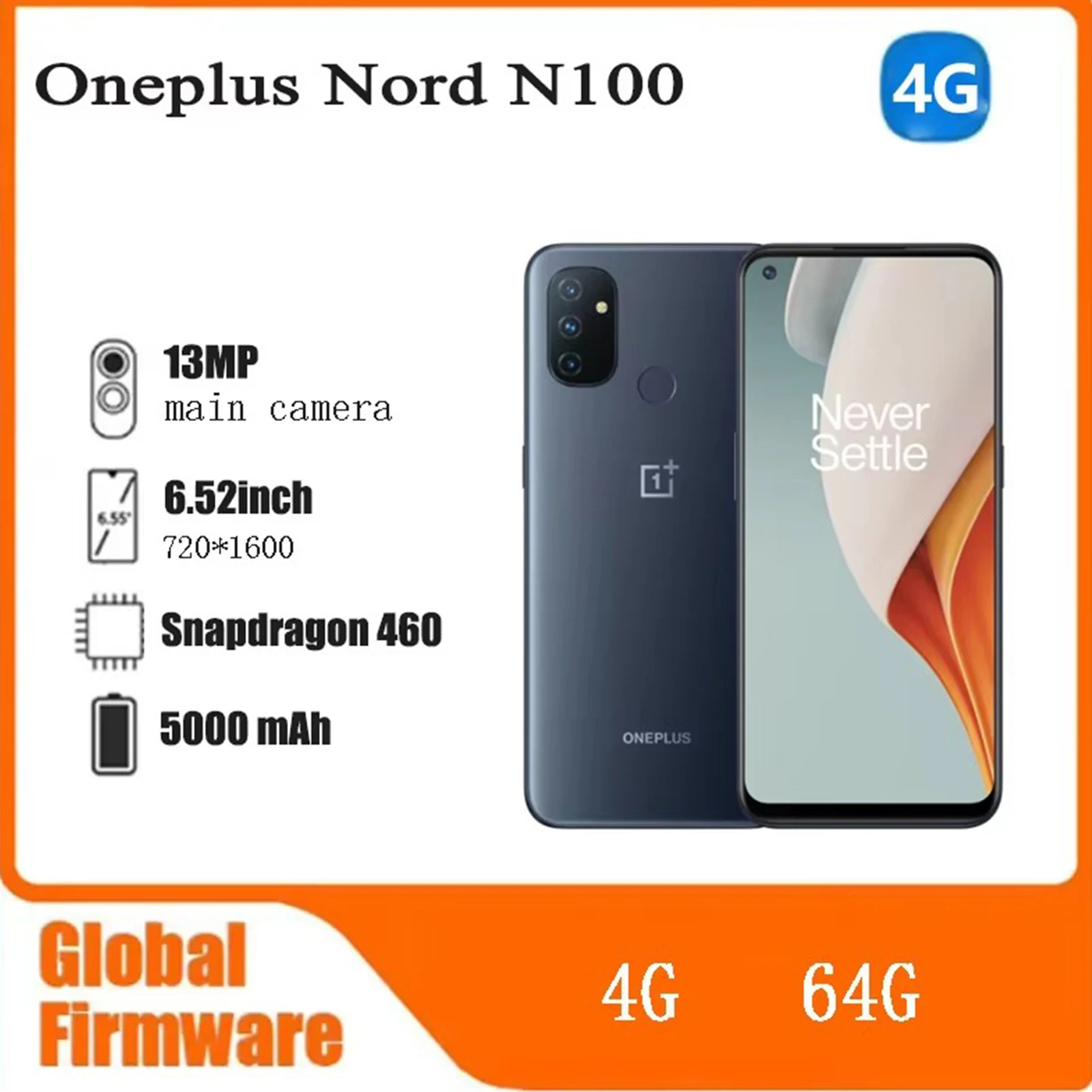 OPPO Oneplus Nord N100 4G スマートフォン 6.52 インチ バッテリー容量 5000mAh CPU クアルコム Snapdragon 460 中古電話