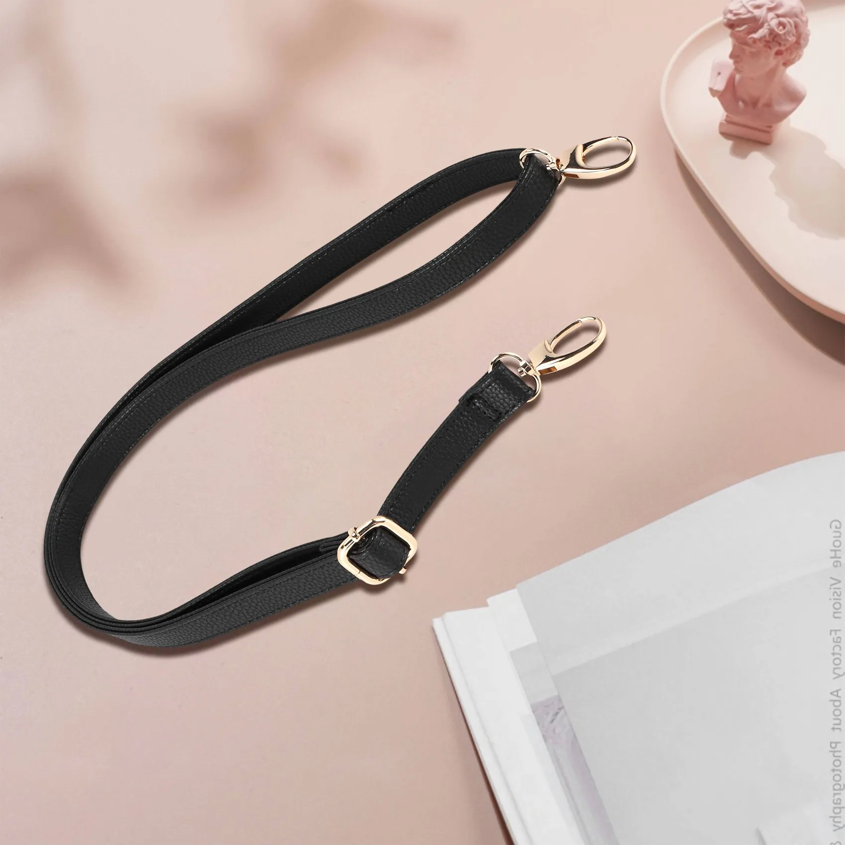 Bag Shoulder Strap Diy Replacement Leather Bag Shoulder Strap Handle Body Adjustable 140*2Cm Black