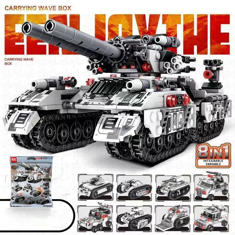 2026 WW Military Vehicle Tank 8in1 Airplane Truck Model Building Blocks DIY Bricks Construction Toys Gifts Adult