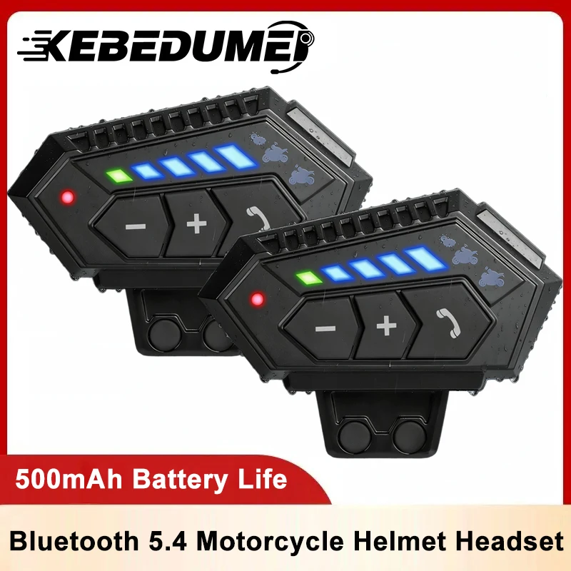 

BT12 2X Мотоциклетная Bluetooth 5.4 гарнитура для шлема, водонепроницаемые беспроводные мото-наушники с жестким/мягким микрофоном, совместимые со всеми типами шлемов