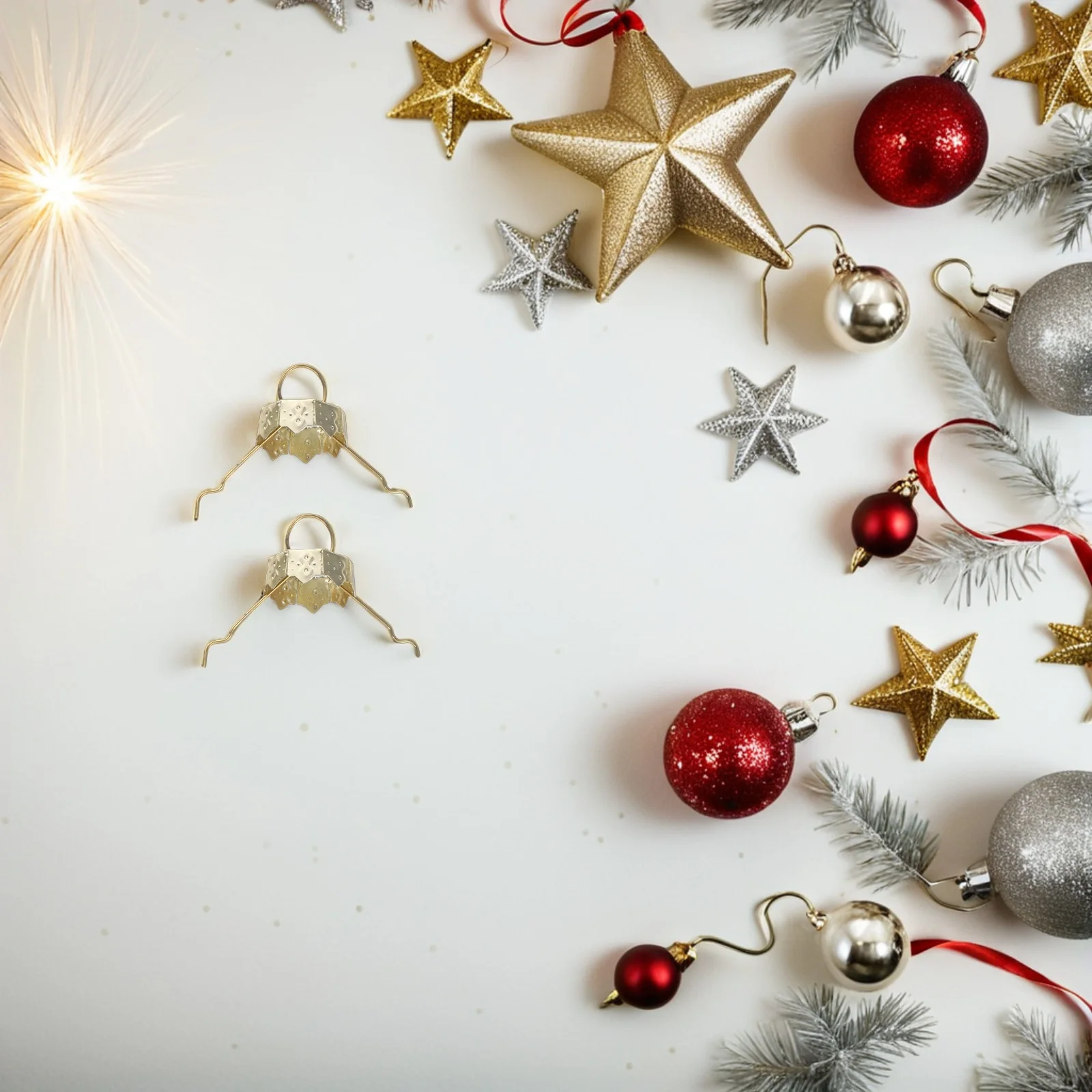 

100pcs Christmas Decoration Ball Cap Metal Round Ornament Caps Vintage Replacement DIY Holiday Decorations Tree Party