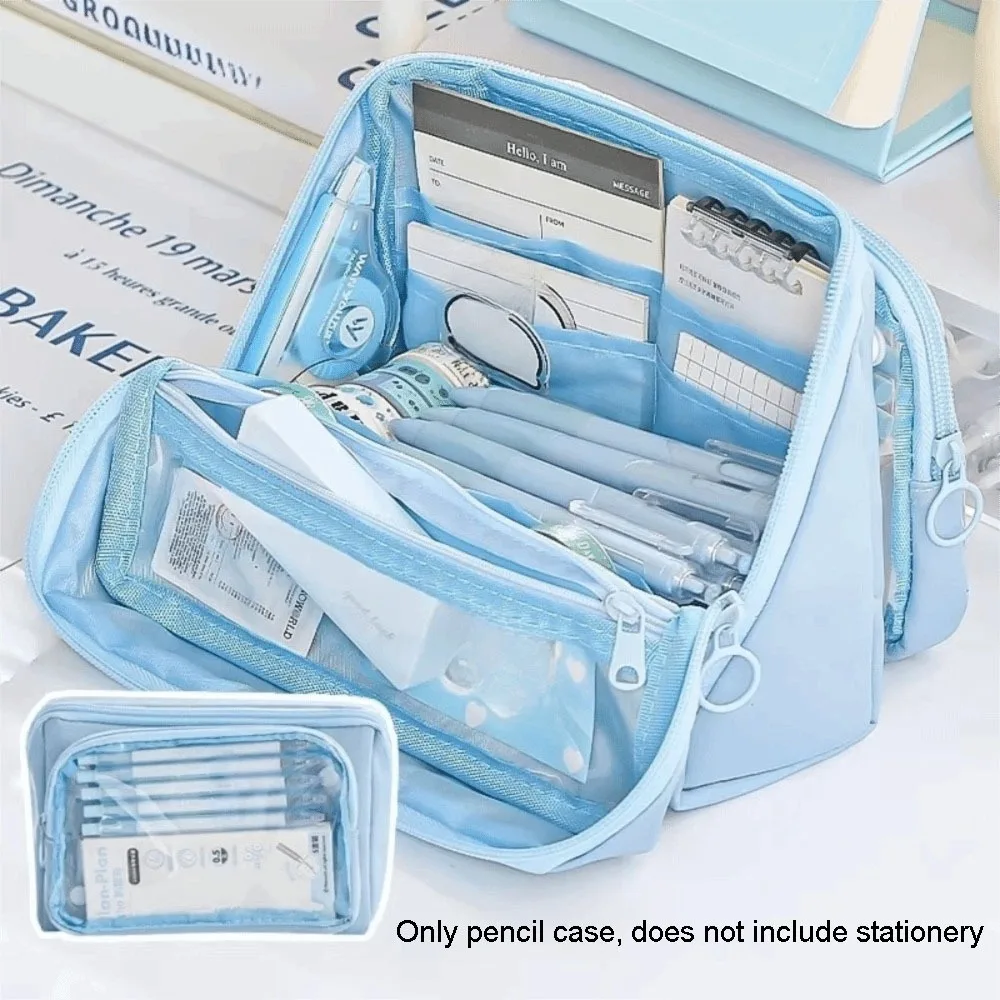

Large Capacity Transparent Pencil Case DIY Multifunctional Transparent Pen Bag Cosmetics Bag Zipper Stationery Box Office