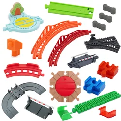 Plastic Wooden Train Track Accessories Curves Track Train Track Joint Wooden Railway Scene Educational Toy For Kids
