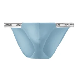 Tanga de tiro bajo de seda de hielo para hombre, lencería sin costuras, ropa interior Sexy de tiro bajo, calzoncillos transpirables, tangas con abertura larga