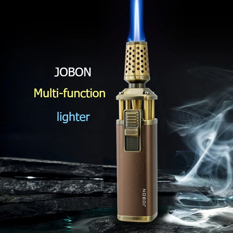 2026 JOBON Strong Blue Flame Inflatable Lighter Multifunctional Purpose 360° Inverted Use One Key Lock Fire Gun Lighter.