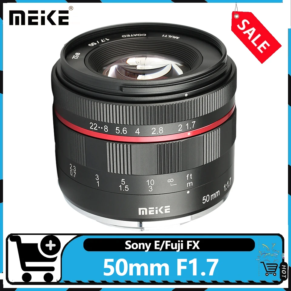 MEKE 50mm F1.7 MF Full Frame Fixed Focus Camera Lens Large Aperture Portrait Lens for Sony E Fuji X