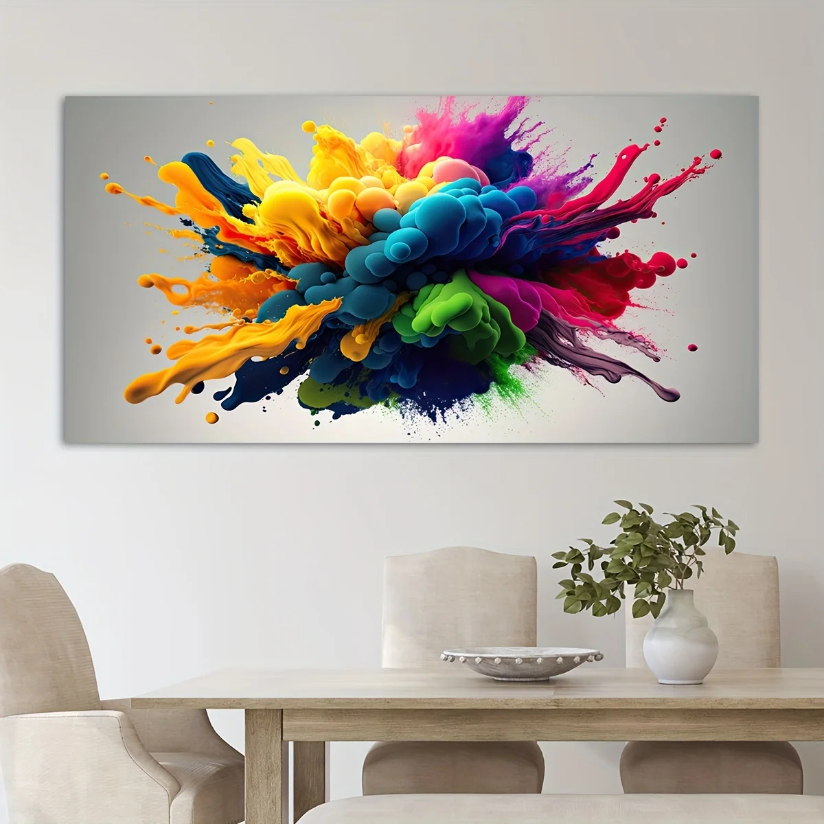 

1pc Colorful Wall Art Canvas Poster Abstract Fashion Home Decor Gift For Friends Family Living Room Bedroom Waterproof Unframed