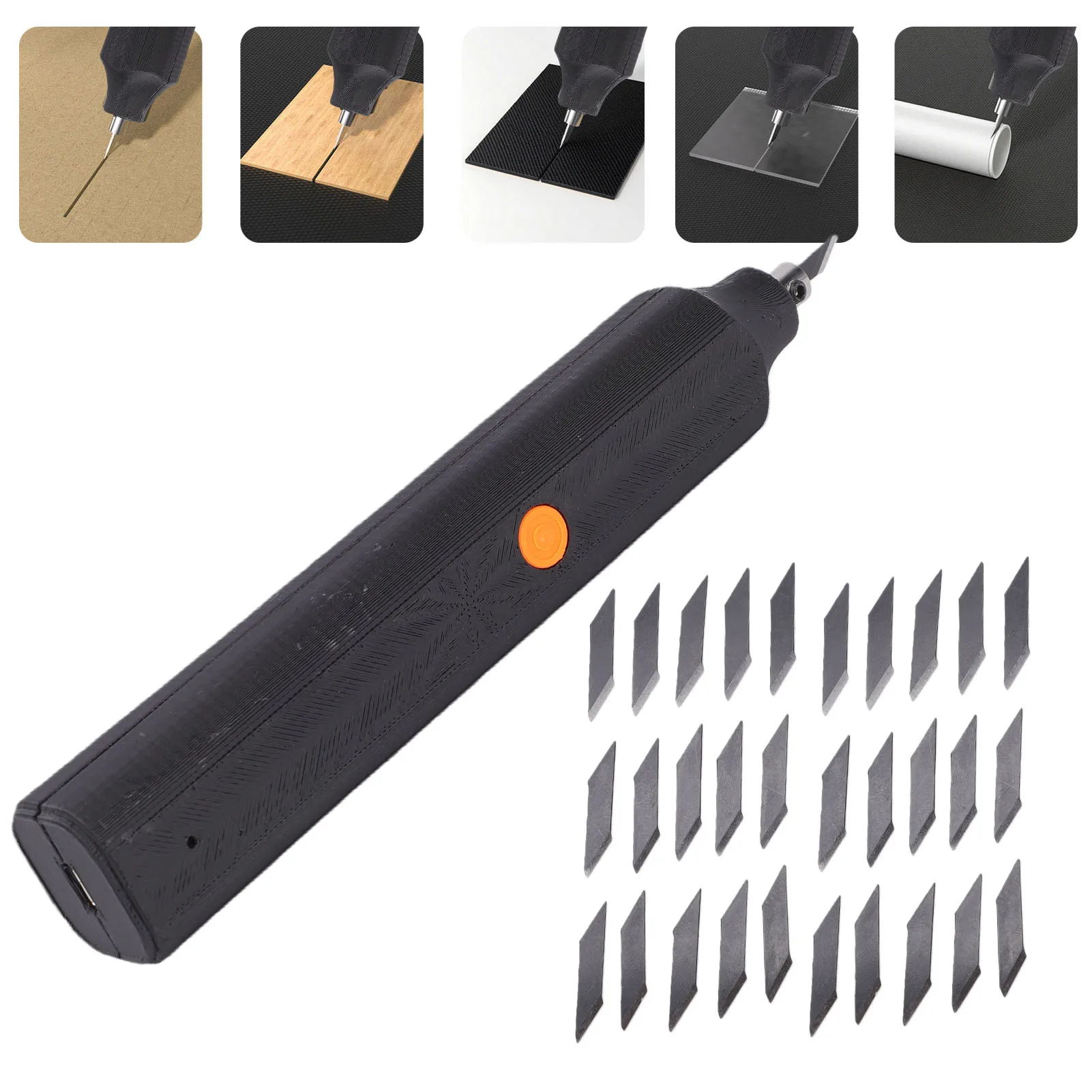 【US】40kHz Ultrasonic Cutter with 30 Replacement Blades Portable Electric Cutting Kit for 3D Printed Model Plastic Wood Resin