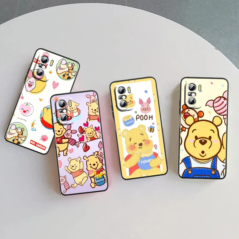 

Winnie Pig Disney Cute Cartoon For Xiaomi Redmi 9A 9C 9AT 10C 9 9T 10 12C 13C A3 12 K60 A1 K50 K40 5G Black Cover Phone Case