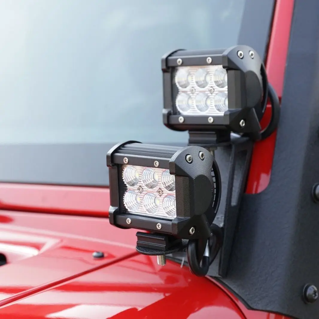 2pcs 4 Inch 18W LED Pods Led Light Bar Spot Flood Off Road Lights LED Work Light Driving Fog Lamps for Jeep Pickup Truck ATV UTV