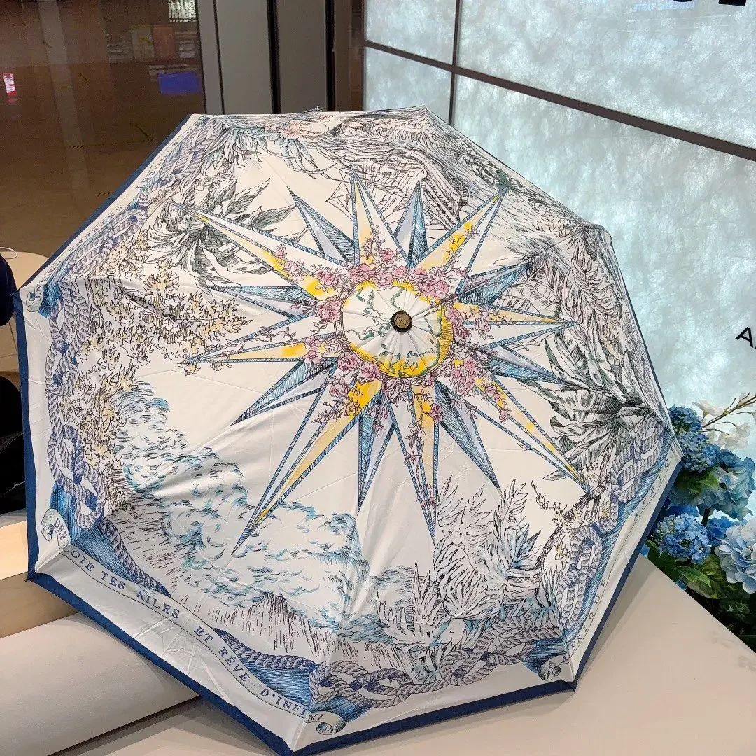 

Umbrella Men's and Women's Sun Folding Automatic Opening Dual-Use Sun Umbrella Vinyl Sun Protective UV 50% Off Couple Зонт Logo