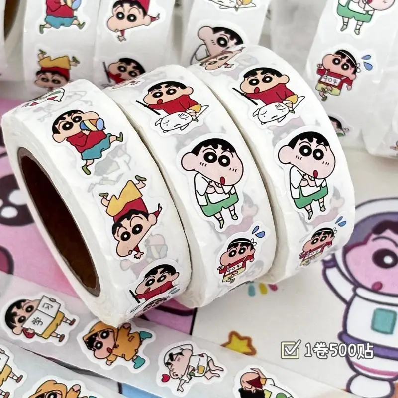 Crayon Shin Chan Kawaii Stickers Anime Cute Cartoon Bandai Adhesive Tape Self-Adhesive Ledger Decorative Dot Sealing Tape