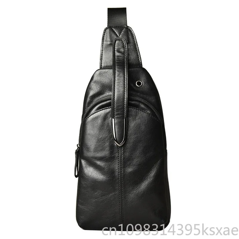 

Genuine Leather Chest Bag Men's Luxury Crossbody Purse Handbag Top Grain Leather Handmade Large Capacity Outdoor Leisure