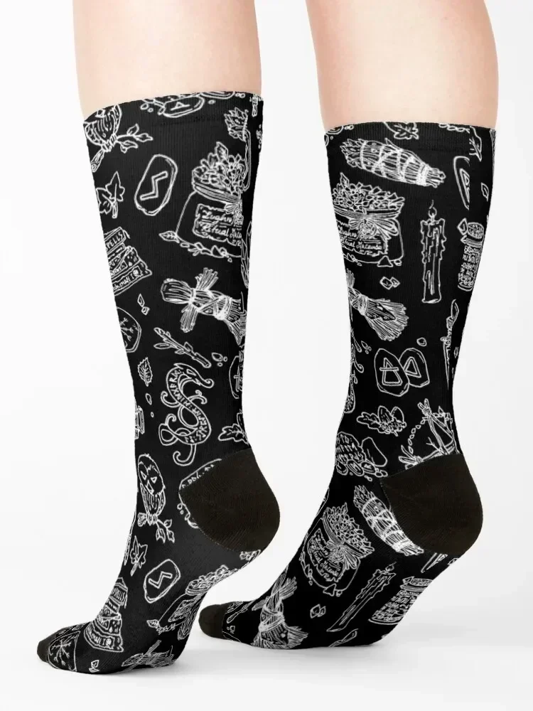 Black witch - Dark pagan witches druids essential gothic goth Socks winter tennis snow Men Socks Luxury Brand Women's