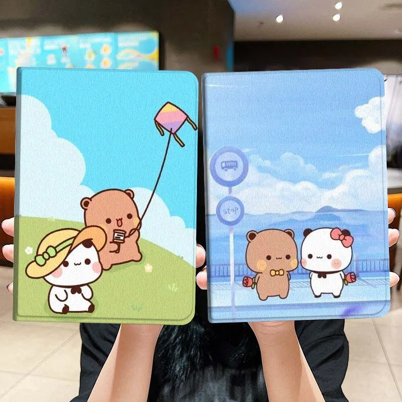 

Cute Bear Kite Flying Gift For iPad Pro Air Mini 2 3 4 5 6 7 6th 7th 10th 11th 10.2 9.7 10.5 11 Foldable Tablet Case
