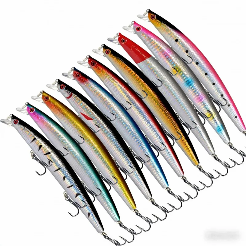 

Горячая распродажа: 10 шт. усиленных крючков 18 см, 24 г, крупные приманки для морской рыбалки, снасти для ловли минноу, рыболовные крючки, рыболовная наживка.