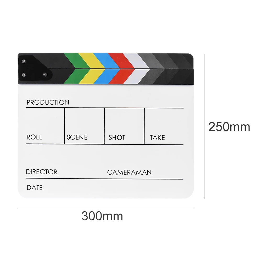 Acrylic Colorful Clapperboard Clapper Board Dry Erase Director Cut TV Movie Film Action Scene Slate Clap Handmade Cut Prop