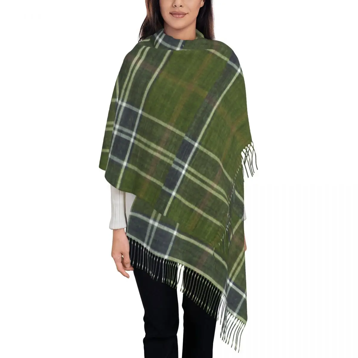 

Fashion Scarf Female Abstract Geometric Large Scarves with Tassel Autumn Casual Shawls Wrpas Warm Design Foulard