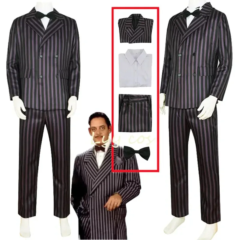 

2025 Halloween Cosplay Addams Gomez Cosplay Anime Costume Men Outfits Suit Pants Shirt Halloween Carnival Suit