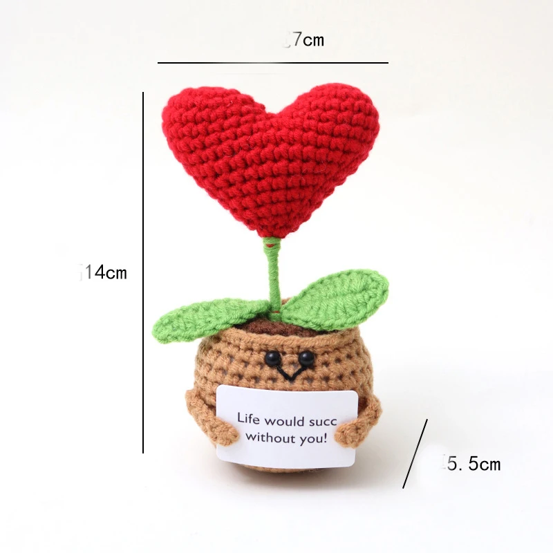 Süße gehäkelte emotionale Unterstützung gestrickte positive Energie Puppe handgemachte Kintted Puppe Auto Tisch Dekor Freunde Geschenk – Detail 9